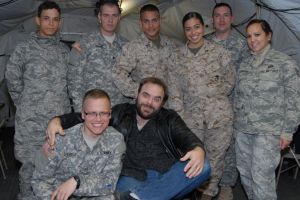 Pastor Steve with Soldiers, Airmen, and Marines he trained at the Defense Information School.