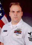 Pastor Steve's final official Navy Photo, as MC1 (SW/AW) Woolverton, taken before his Honorable Discharge.