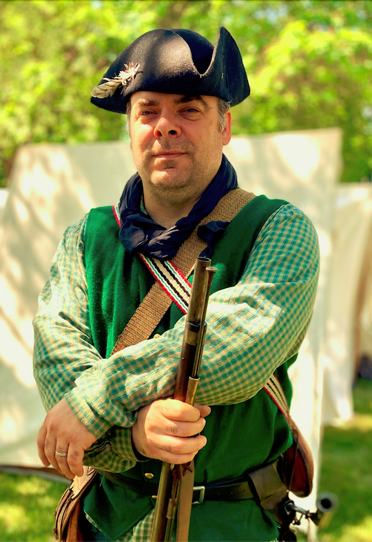 Pastor Steve as a member of Roger's Rangers - a group who reenact the French & Indian War to educate the public on American history.